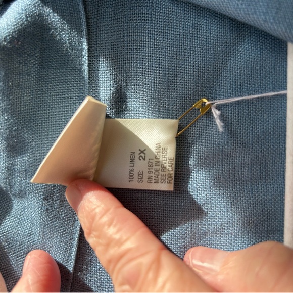 NWT Vintage Linen Norm Thompson Full Button Down Short Sleeve Dress. Collar. 2X - Picture 9 of 16